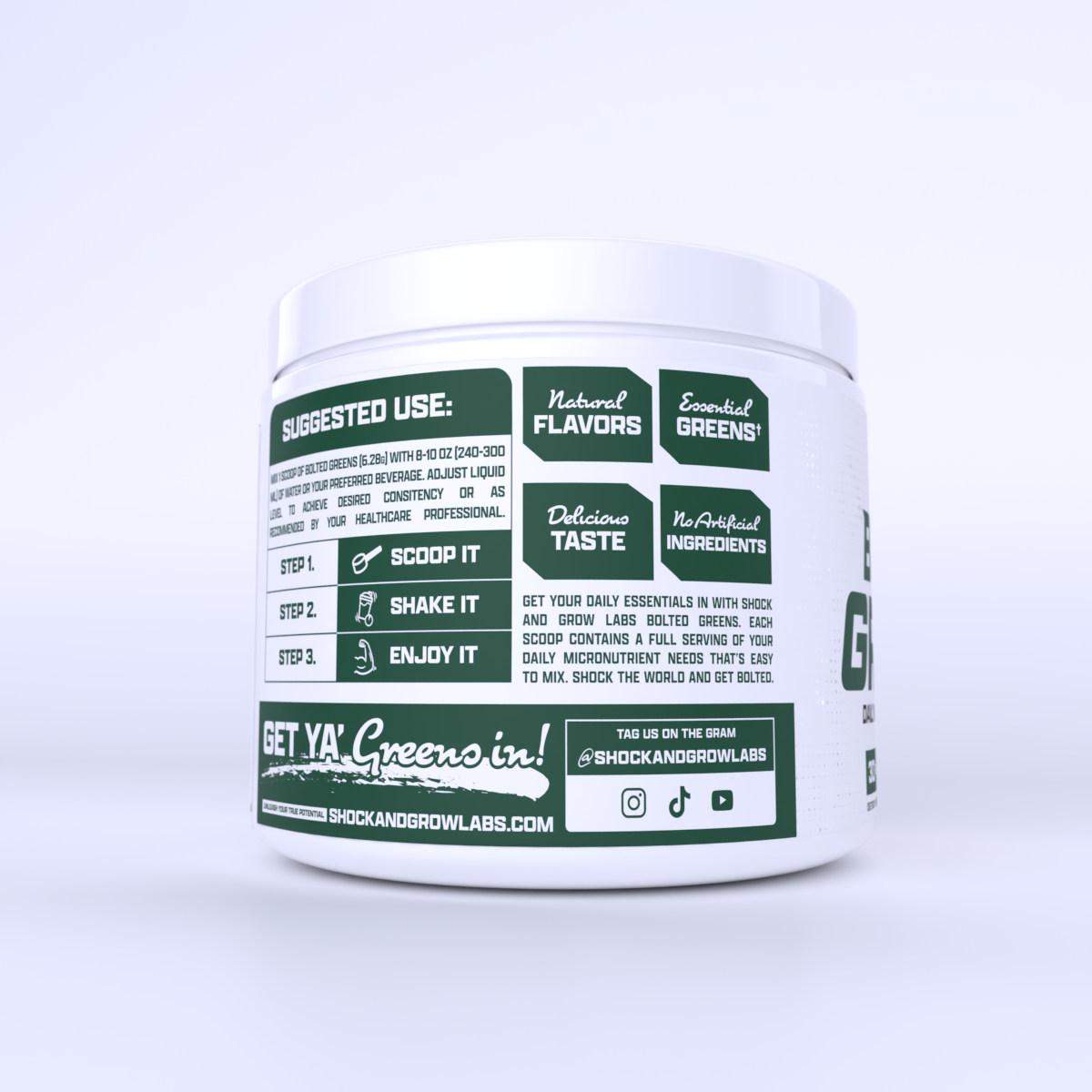 Suggested Use: Get your greens in with Bolted Greens for optimal energy and wellness!